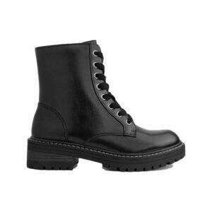 Sugar Womens Kaedy Faux Leather Combat & Lace-up Boots Black Size 8M